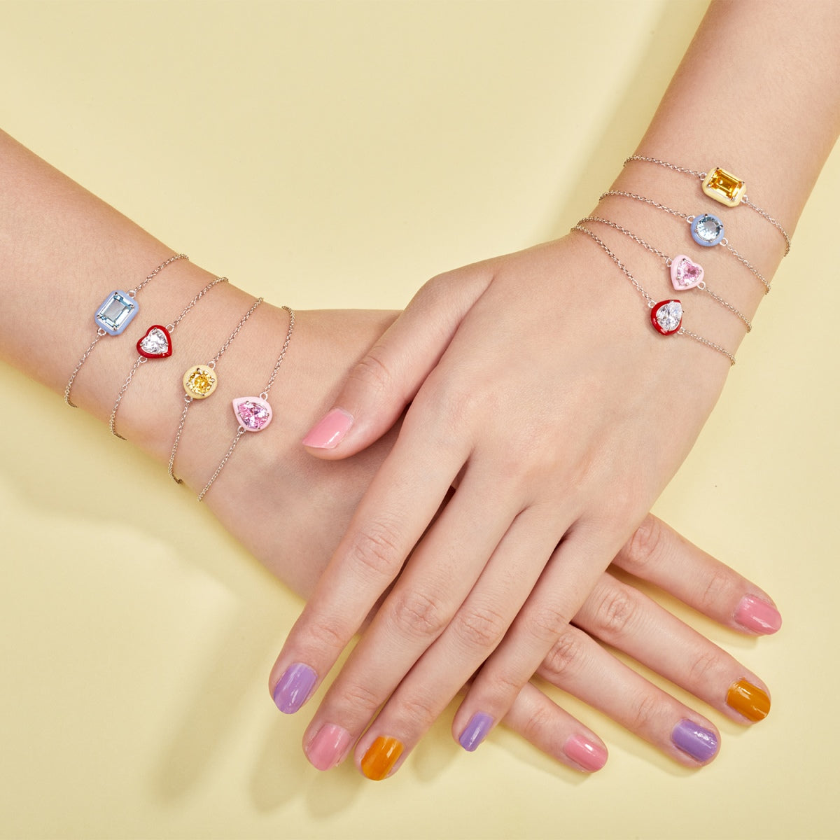 [Goodv]2.0 Carat Sparkling Colorful Emerald Cut Daily Bracelet