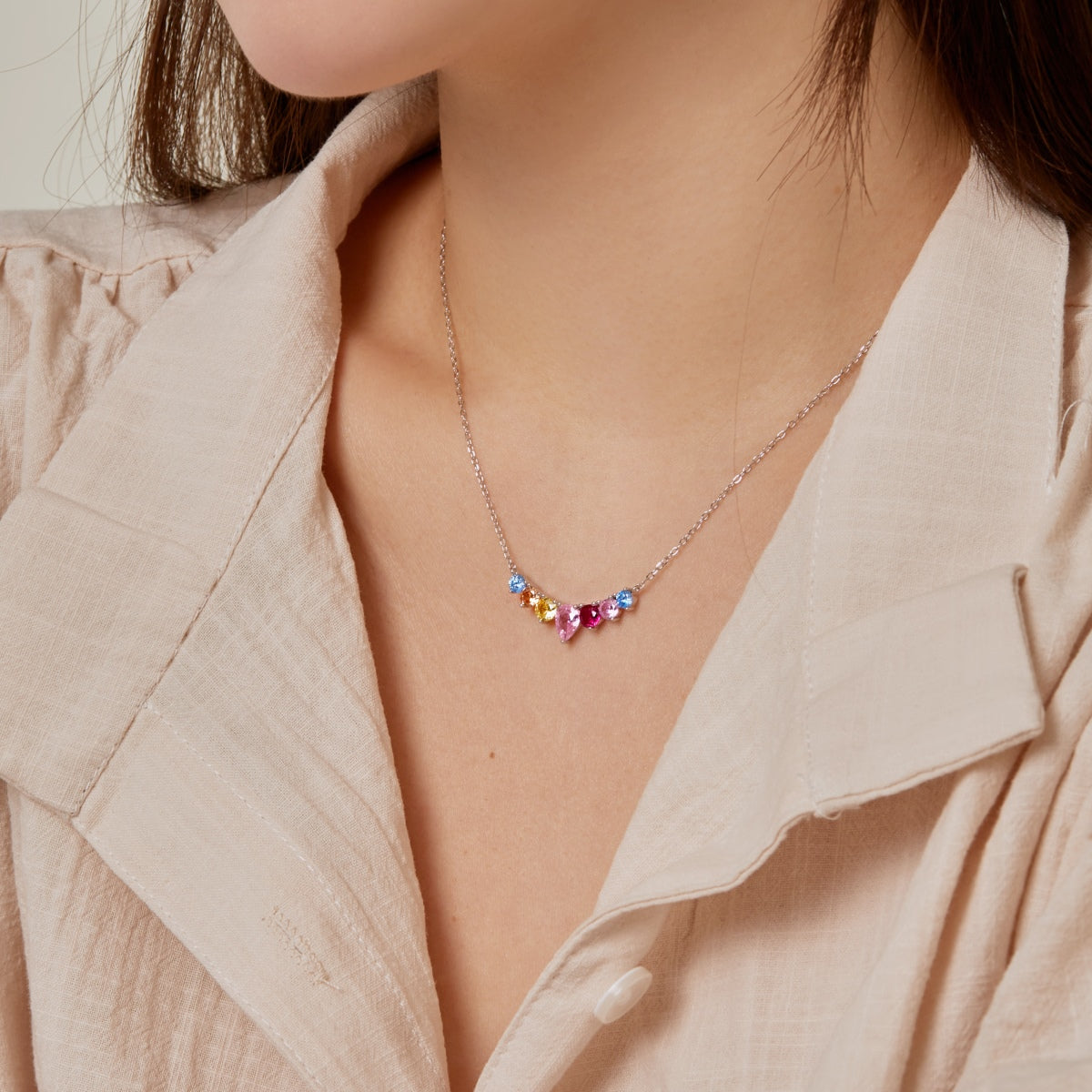 [Goodv]Dainty Colorful Heart Necklace
