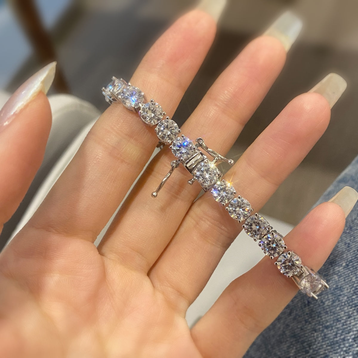 [Goodv]0.75 Carat Dazzling Round Cut Wedding Bracelet