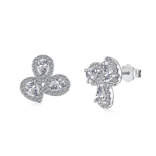 [Goodv]Ornate Flower Shape Pear Cut Lover Earrings