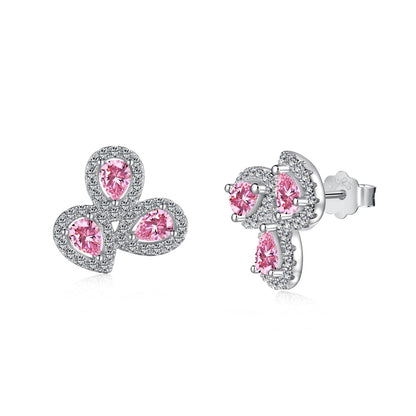[Goodv]Ornate Flower Shape Pear Cut Lover Earrings