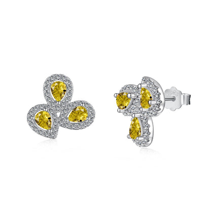 [Goodv]Ornate Flower Shape Pear Cut Lover Earrings