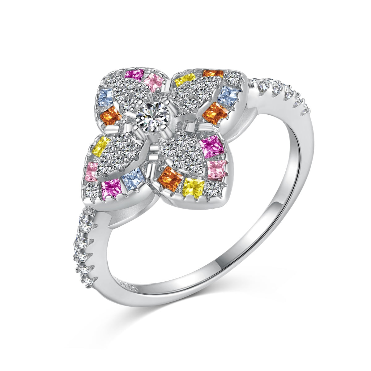 [Goodv]Luxurious Colorful Flower Shape Banquet Ring