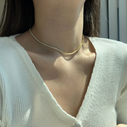[Goodv]Delicate Round Shape Tennis Necklace