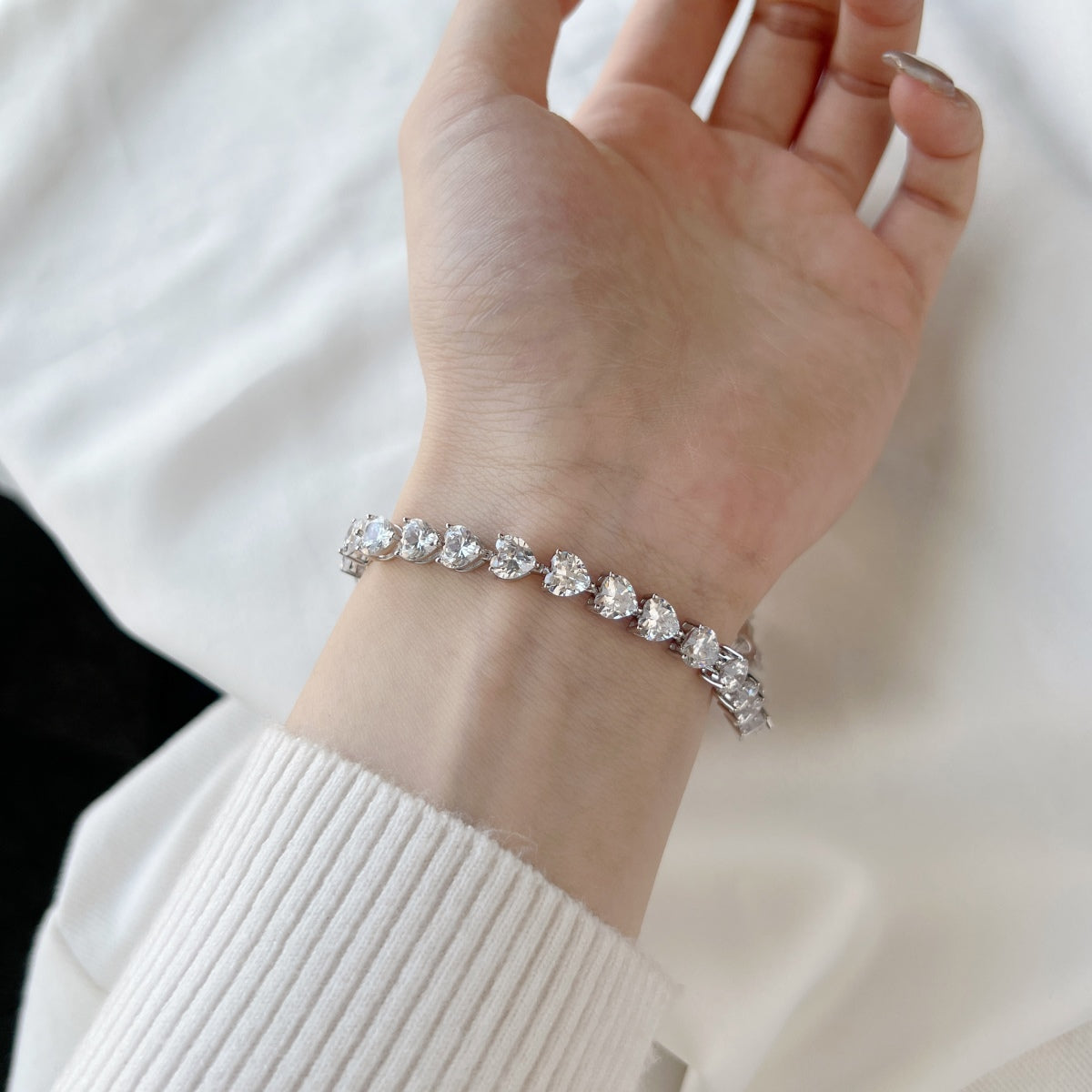 [Goodv]0.75 Carat Elegant Romantic Heart Shape Lover Bracelet