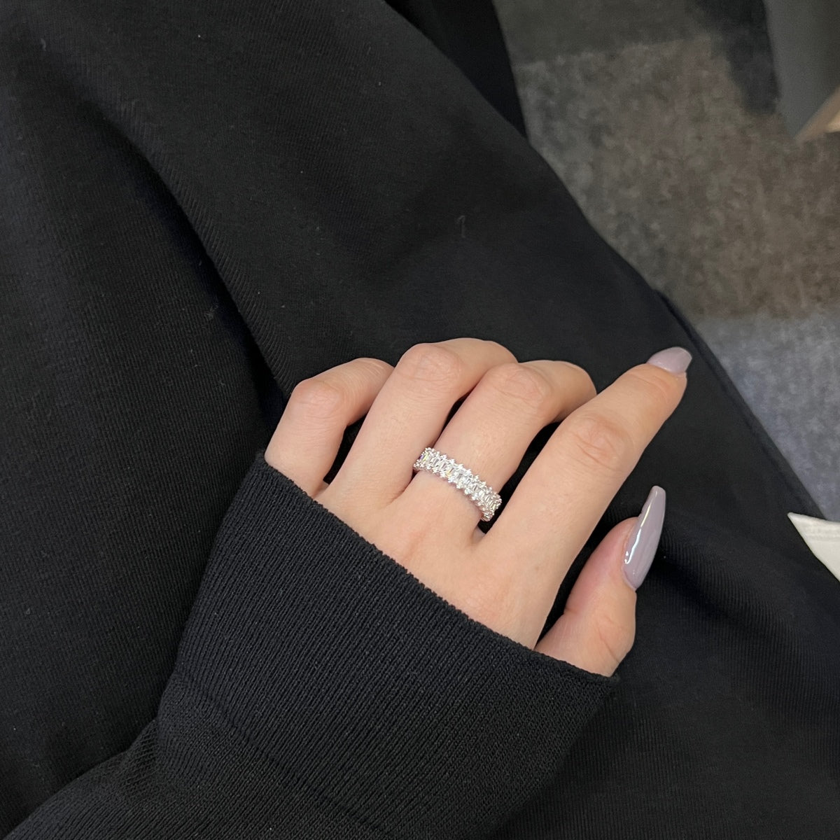 [Goodv]Splashy Ornate Emerald Cut Cocktail Ring