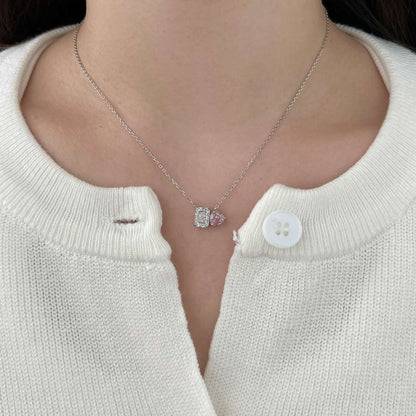 [Goodv]Dazzling Square & Heart Shape Necklace
