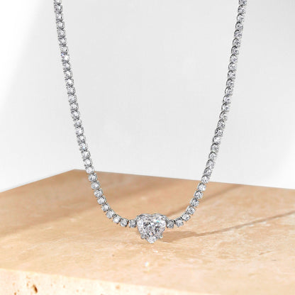 [Goodv]2.0 Carat Sparkling Tennis Heart Cut Necklace