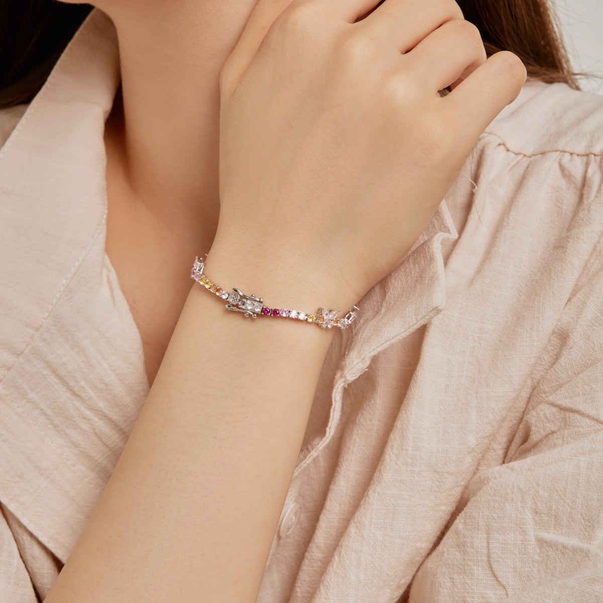 [Goodv]Ornate Colorful Butterfly Shape Round Cut Daily Bracelet