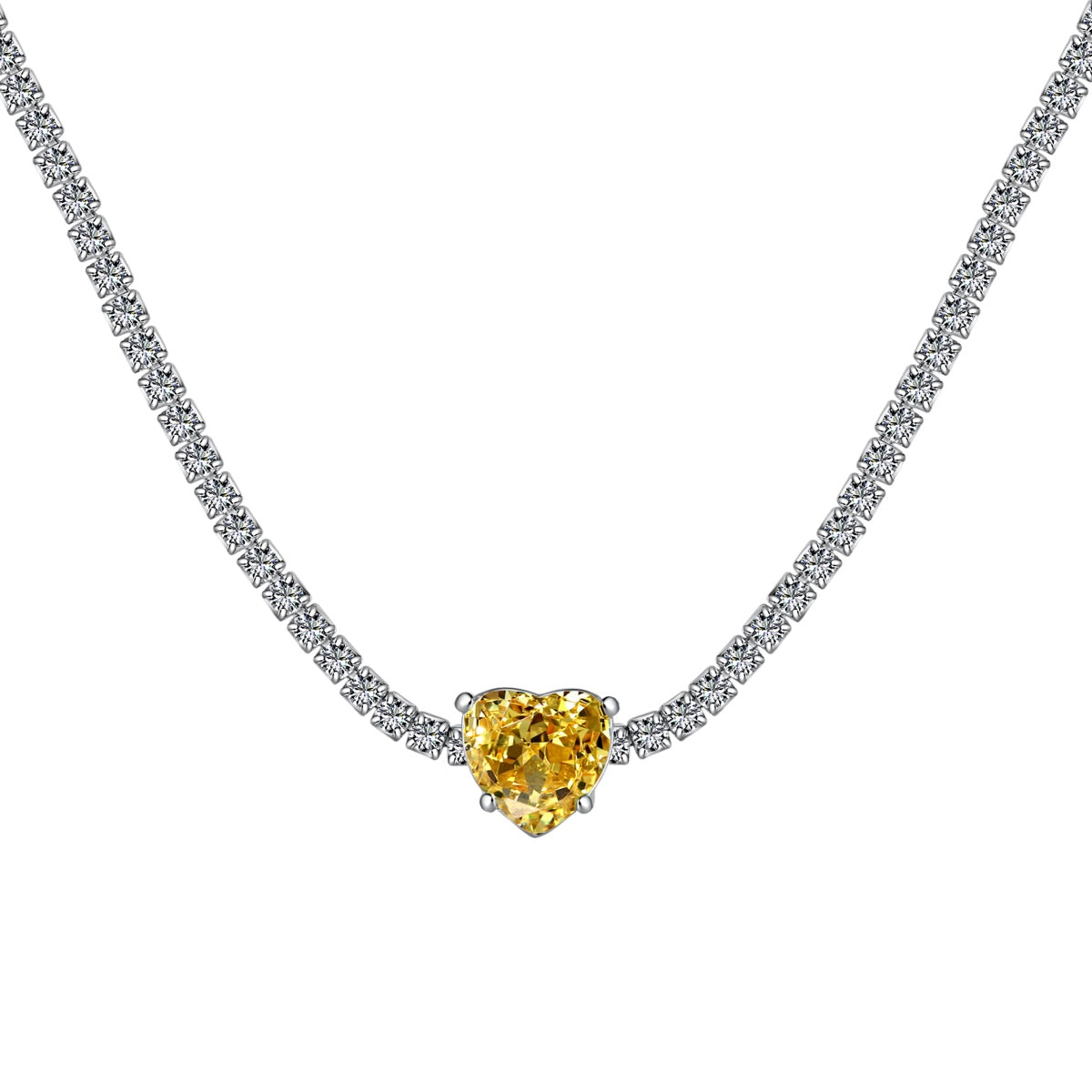 [Goodv]2.0 Carat Sparkling Tennis Heart Cut Necklace