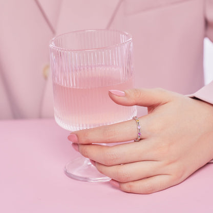 [Goodv]Sparkling Colorful Round Cut Tennis Ring