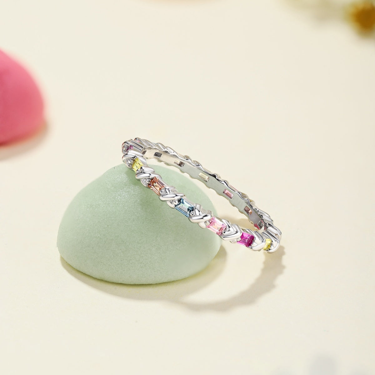 [Goodv]Charming Colorful Round Cut Daily Ring