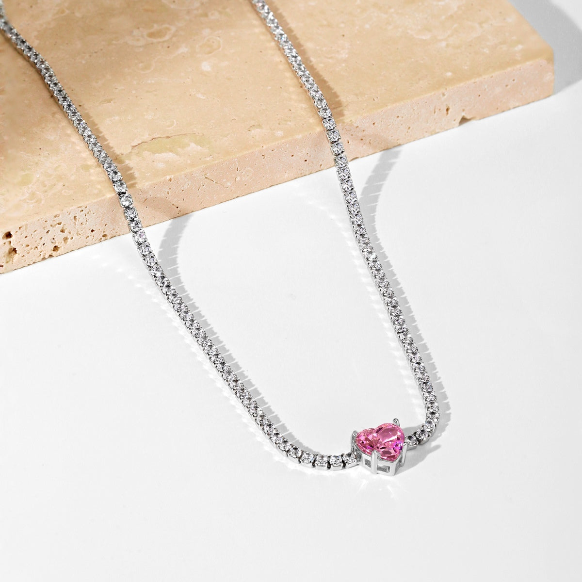 [Goodv]2.0 Carat Sparkling Tennis Heart Cut Necklace