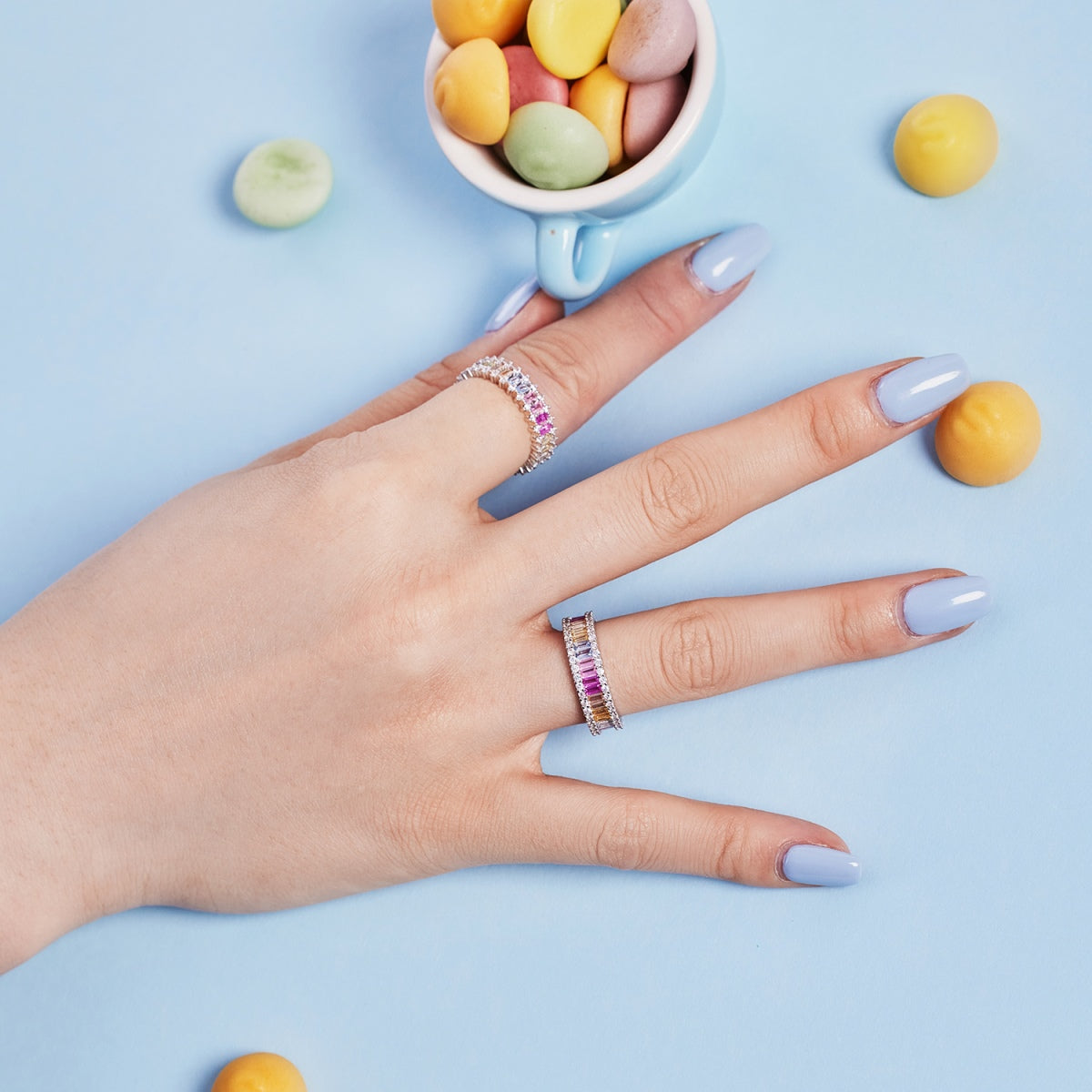 [Goodv]Splashy Ornate Emerald Cut Cocktail Ring