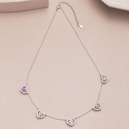 [Goodv]Sparkling Five Heart Necklace