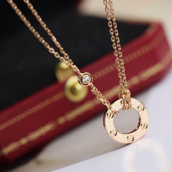 [BIJOUX] COLLIER LOVE RÉGLABLE OR ROSE 2 DIAMANTS