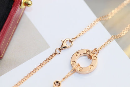 [BIJOUX] COLLIER LOVE RÉGLABLE OR ROSE 2 DIAMANTS
