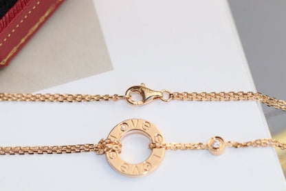 [BIJOUX] COLLIER LOVE RÉGLABLE OR ROSE 2 DIAMANTS