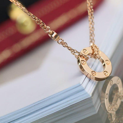 [BIJOUX] COLLIER LOVE RÉGLABLE OR ROSE 2 DIAMANTS