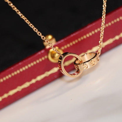 [BIJOUX] COLLIER LOVE OR ROSE ET ARGENT