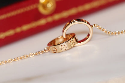 [BIJOUX] COLLIER LOVE OR ROSE ET ARGENT