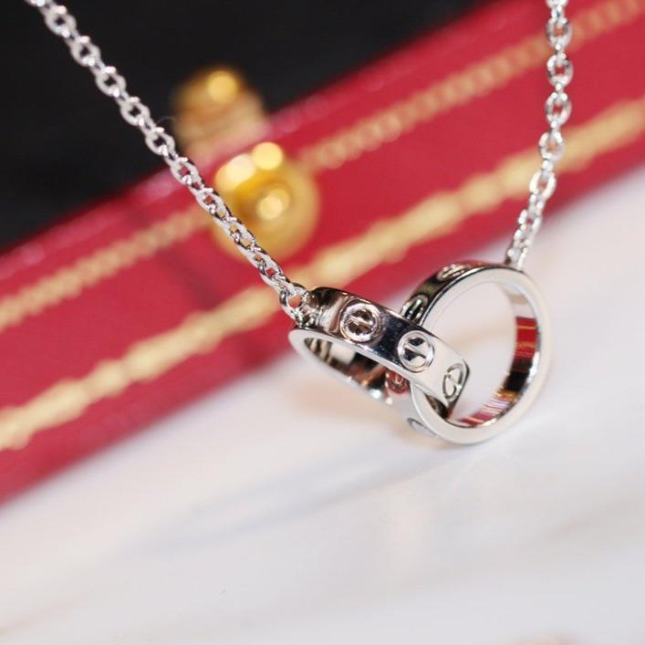 [BIJOUX] COLLIER LOVE OR ROSE ET ARGENT