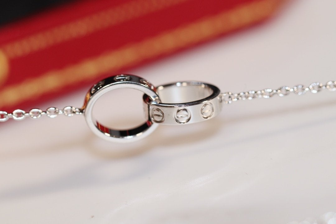 [BIJOUX] COLLIER LOVE OR ROSE ET ARGENT