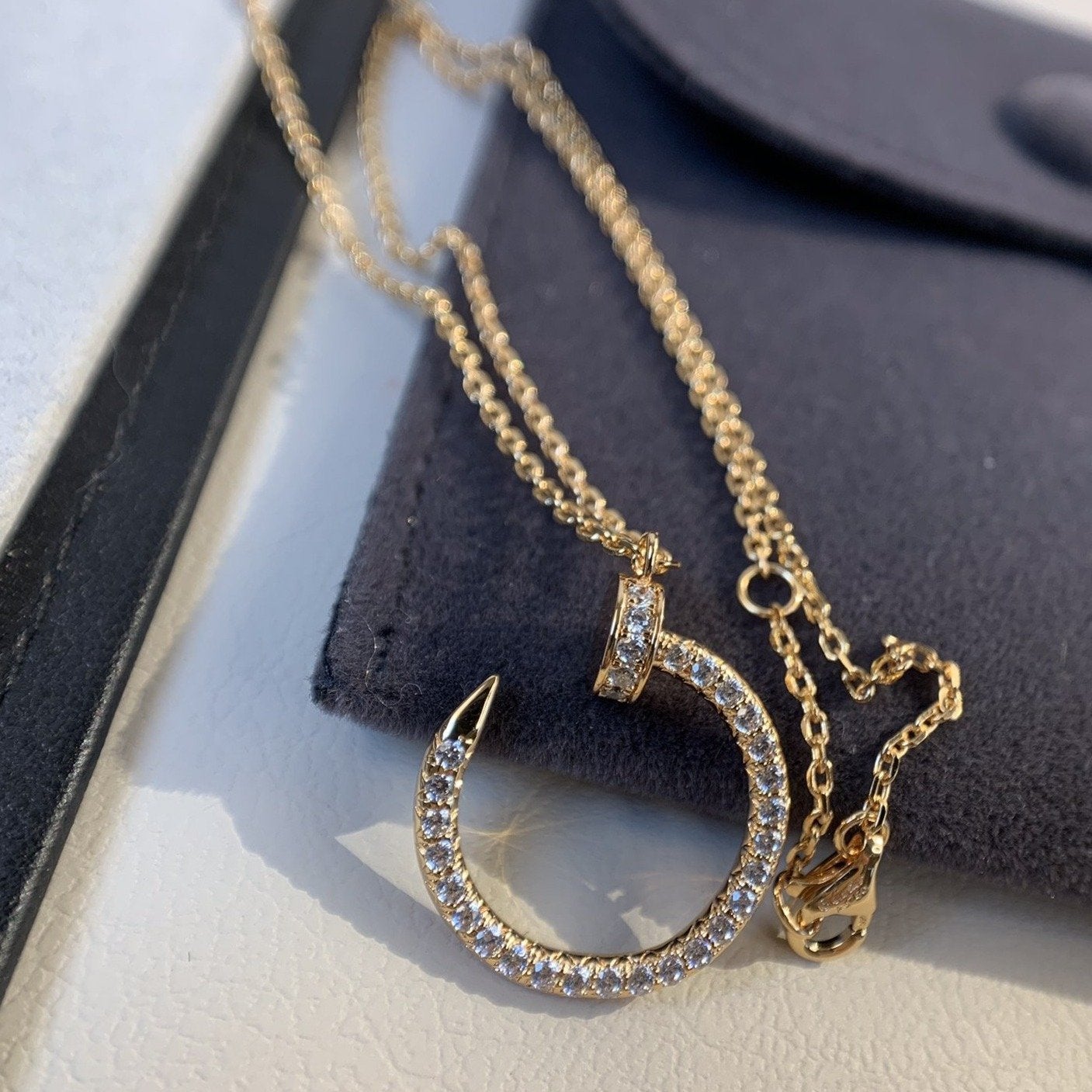 [BIJOUX]COLLIER JUSTE OR ROSE DIAMANTS