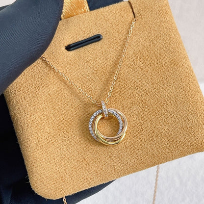 [BIJOUX] COLLIER TRINITY ARGENT OR OR ROSE DIAMANTS