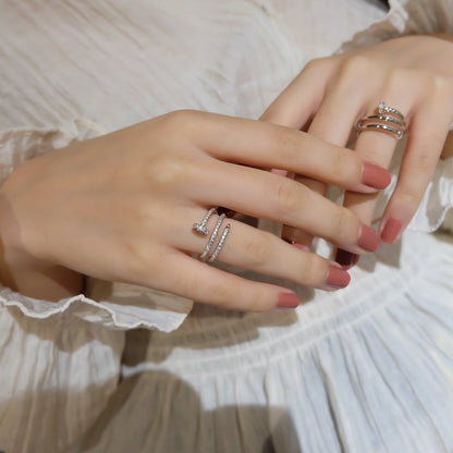 BAGUE JUSTE 1,8MM ARGENT DOUBLE RANGÉE DIAMANTS 