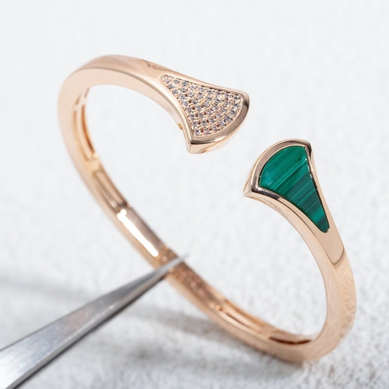 [BIJOUX]BRACELET RÊVE OUVERT MALACHITE OR ROSE