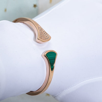 [BIJOUX]BRACELET RÊVE OUVERT MALACHITE OR ROSE