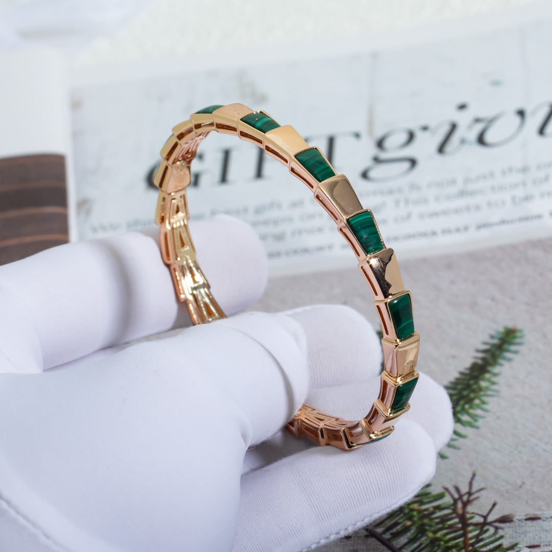 [BIJOUX]BRACELET SERPENTI OR ROSE MALACHITE