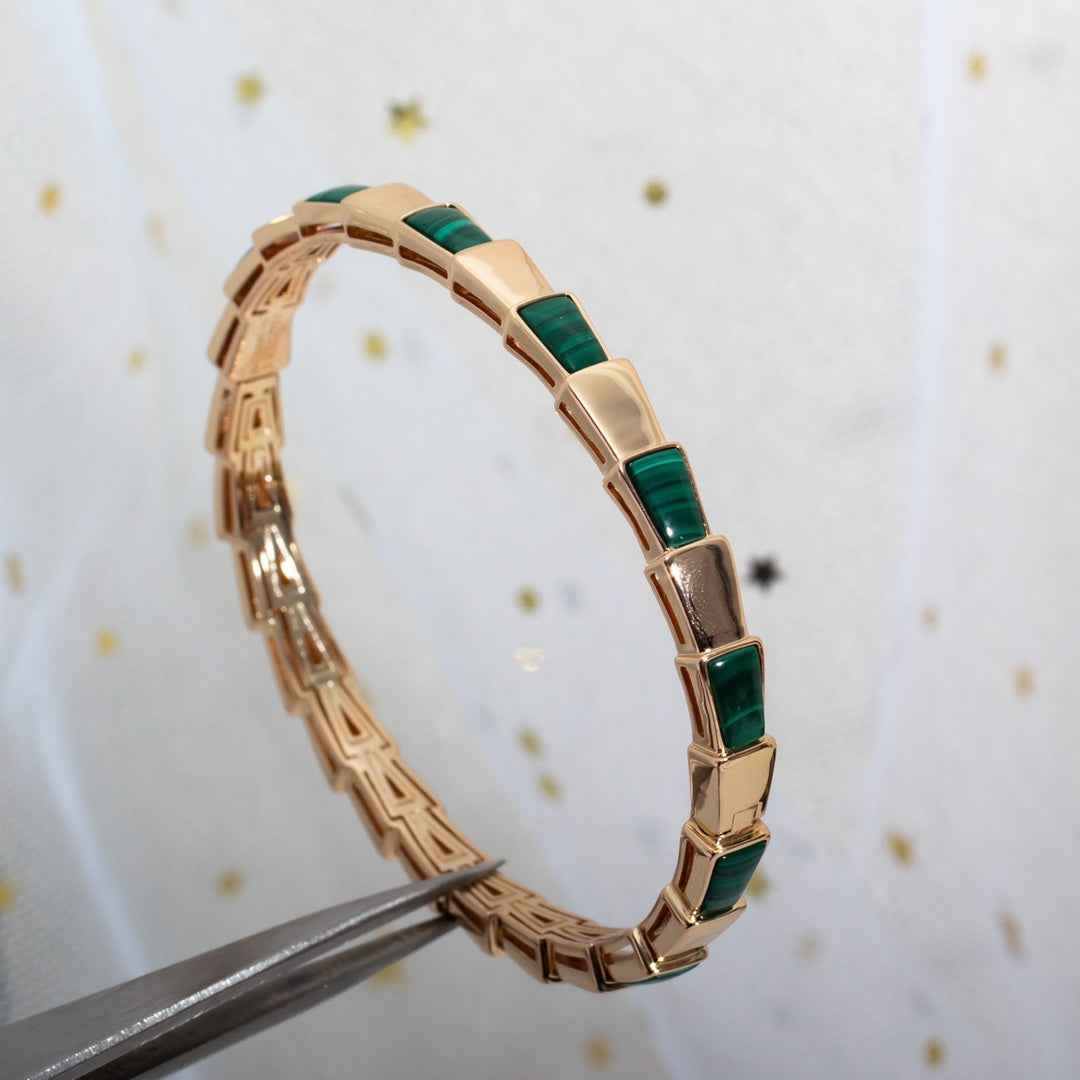 [BIJOUX]BRACELET SERPENTI OR ROSE MALACHITE