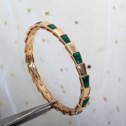 [BIJOUX]BRACELET SERPENTI OR ROSE MALACHITE