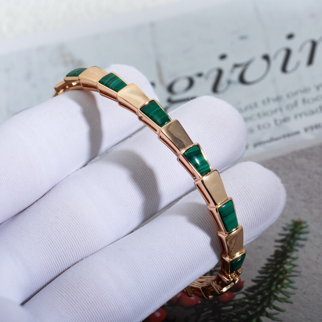 [BIJOUX]BRACELET SERPENTI OR ROSE MALACHITE