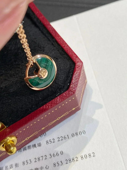 [BIJOUX]AMULETTE ROSE GOLD MALACHITE NECKLACE