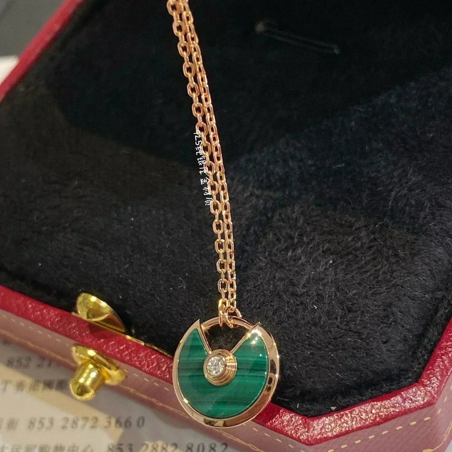 [BIJOUX]AMULETTE ROSE GOLD MALACHITE NECKLACE