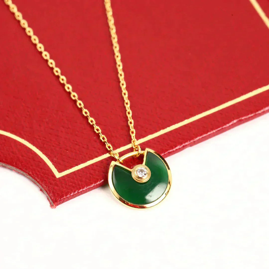 [BIJOUX]AMULETTE GOLD MALACHITE NECKLACE