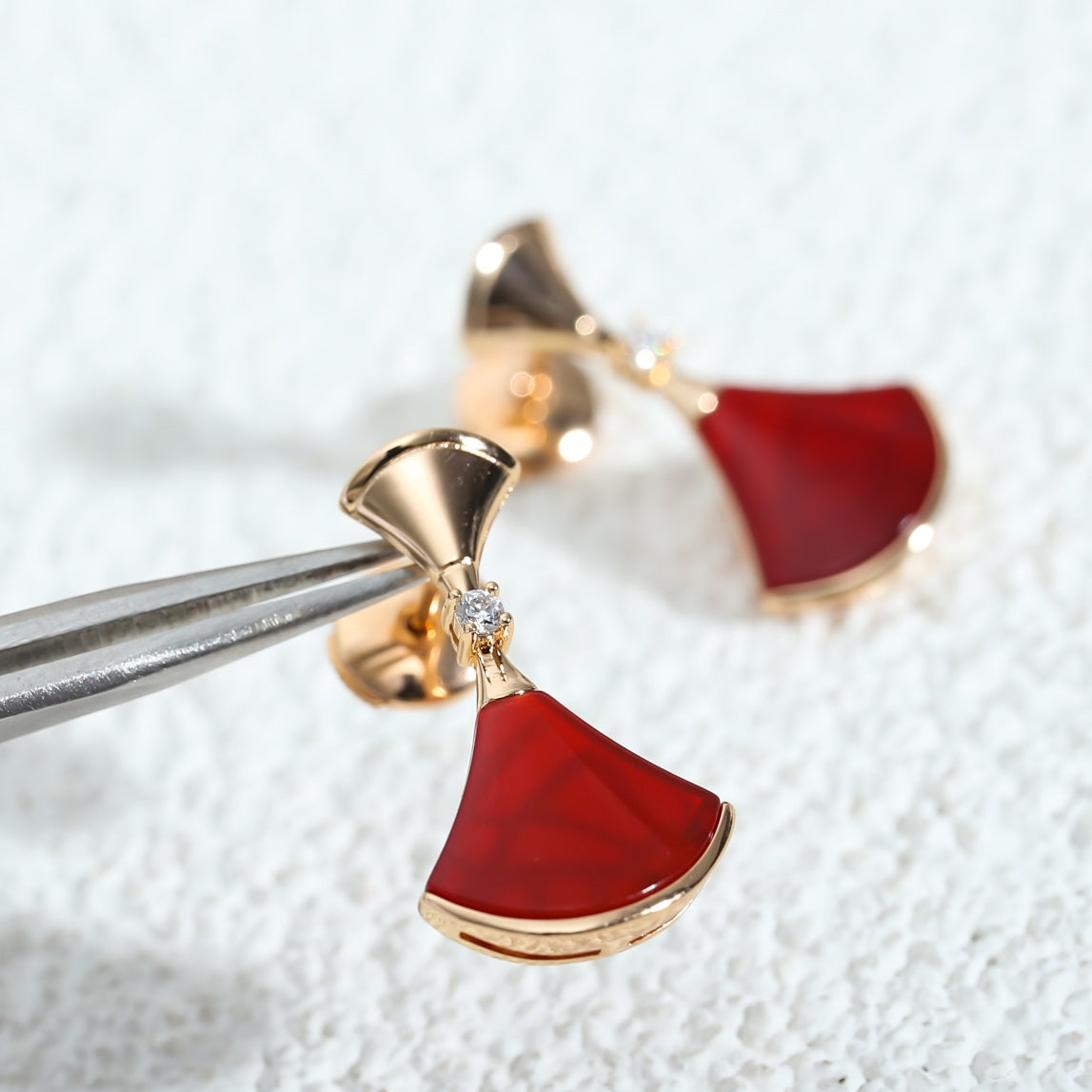 [BIJOUX]DREAM Carnelian PINK GOLD EARRINGS