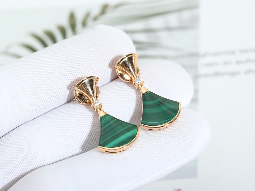 [BIJOUX]DREAM MALACHITE PINK GOLD EARRINGS