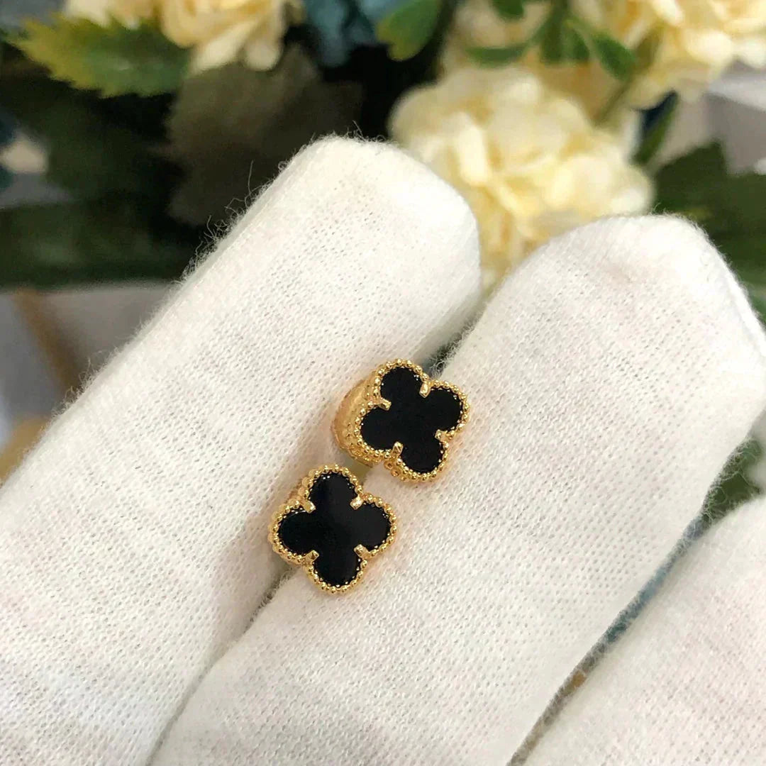 [BIJOUX]CLOVER MINI 9.5MM BLACK MOP EARRINGS