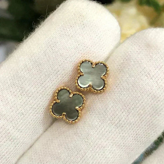 [BIJOUX]CLOVER MINI 9.5MM GRAY MOP EARRINGS
