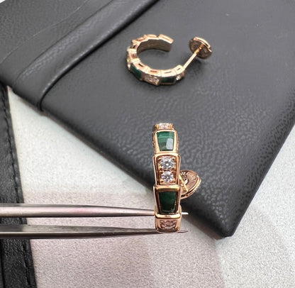 [BIJOUX]SERPENTI MALACHITE PINK GOLD EARRINGS