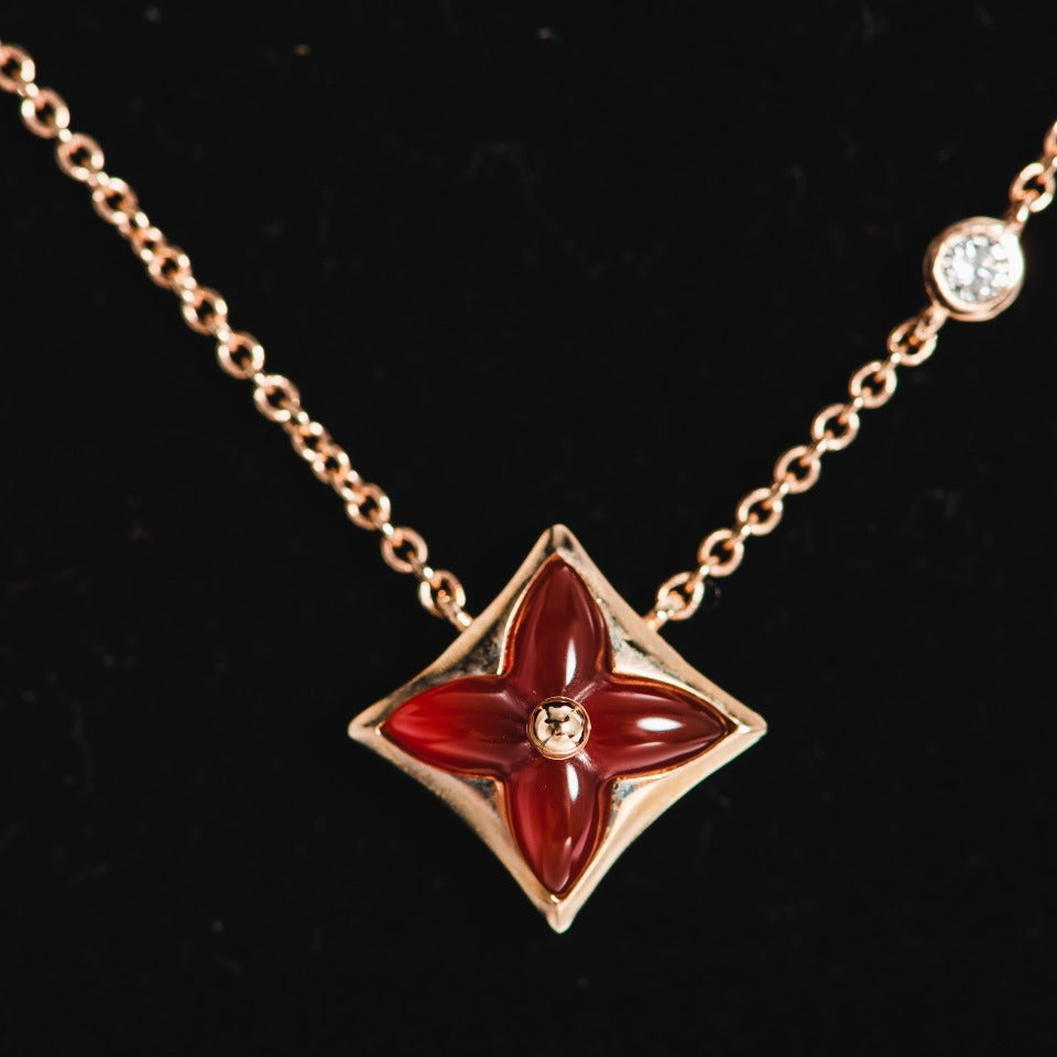 [BIJOUX]STAR NECKLACE PINK GOLD 1 DIAMOND