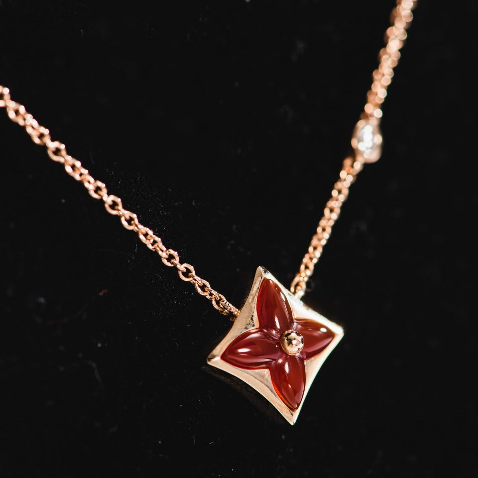 [BIJOUX]STAR NECKLACE PINK GOLD 1 DIAMOND