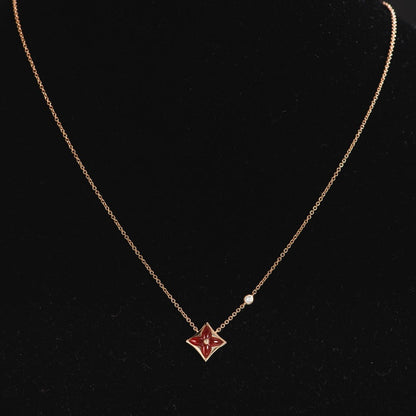 [BIJOUX]STAR NECKLACE PINK GOLD 1 DIAMOND