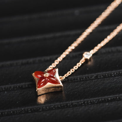 [BIJOUX]STAR NECKLACE PINK GOLD 1 DIAMOND