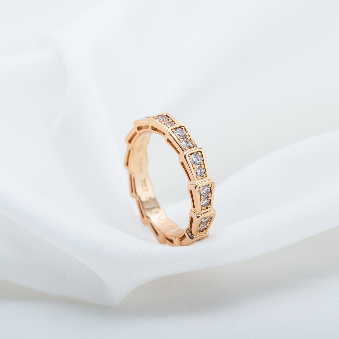 [BIJOUX]SERPENTI RING PINK GOLD DIAMOND PAVED 3MM
