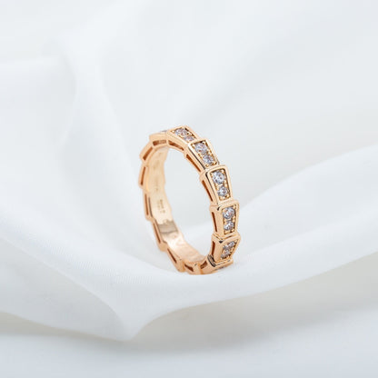 [BIJOUX]SERPENTI RING PINK GOLD DIAMOND PAVED 3MM